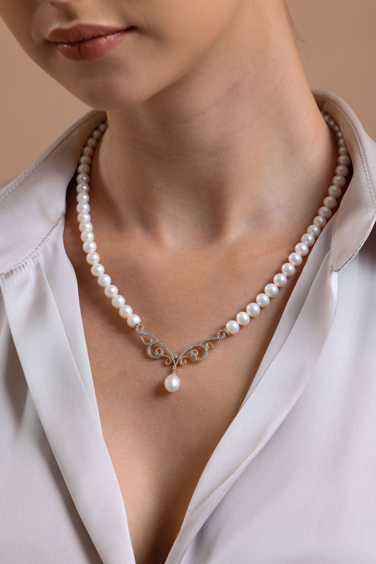 Stone Natural Pearl Necklace Bracelet Ring Earring Quadruple Set