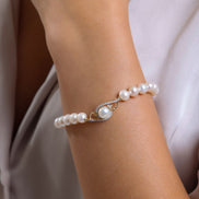 Stone Natural Pearl Necklace Bracelet Ring Earring Quadruple Set