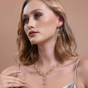 Çiçek Desenli Doğal İncili Kolye Küpe İkili Set | | Birinci1926