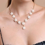 Natural Pearl Earring Necklace Bracelet Ring Quadruple Set