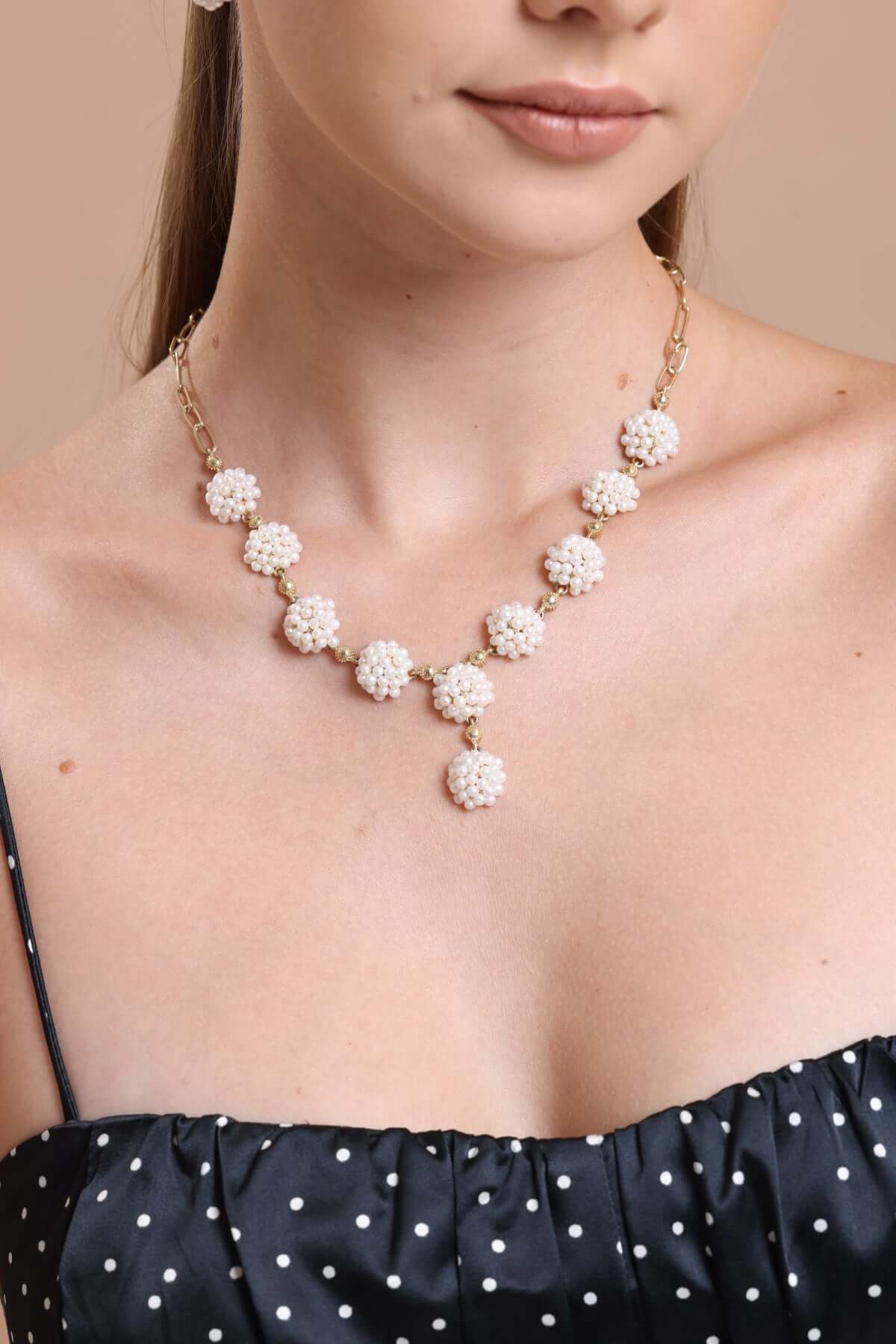 Natural Pearl Earring Necklace Bracelet Ring Quadruple Set