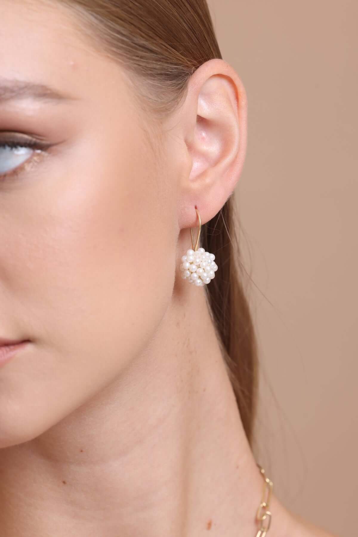 Natural Pearl Earring Necklace Bracelet Ring Quadruple Set