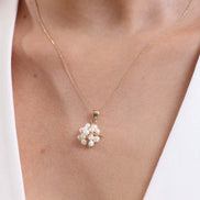 Pyramid Model Natural Pearl Earring Necklace Bracelet Ring Quadruple Set