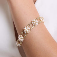 Pyramid Model Natural Pearl Earring Necklace Bracelet Ring Quadruple Set