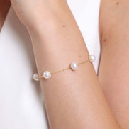 Crispy Natural Pearl Chain Necklace Bracelet Double Set