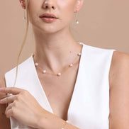 Crispy Natural Pearl Chain Necklace Bracelet Double Set