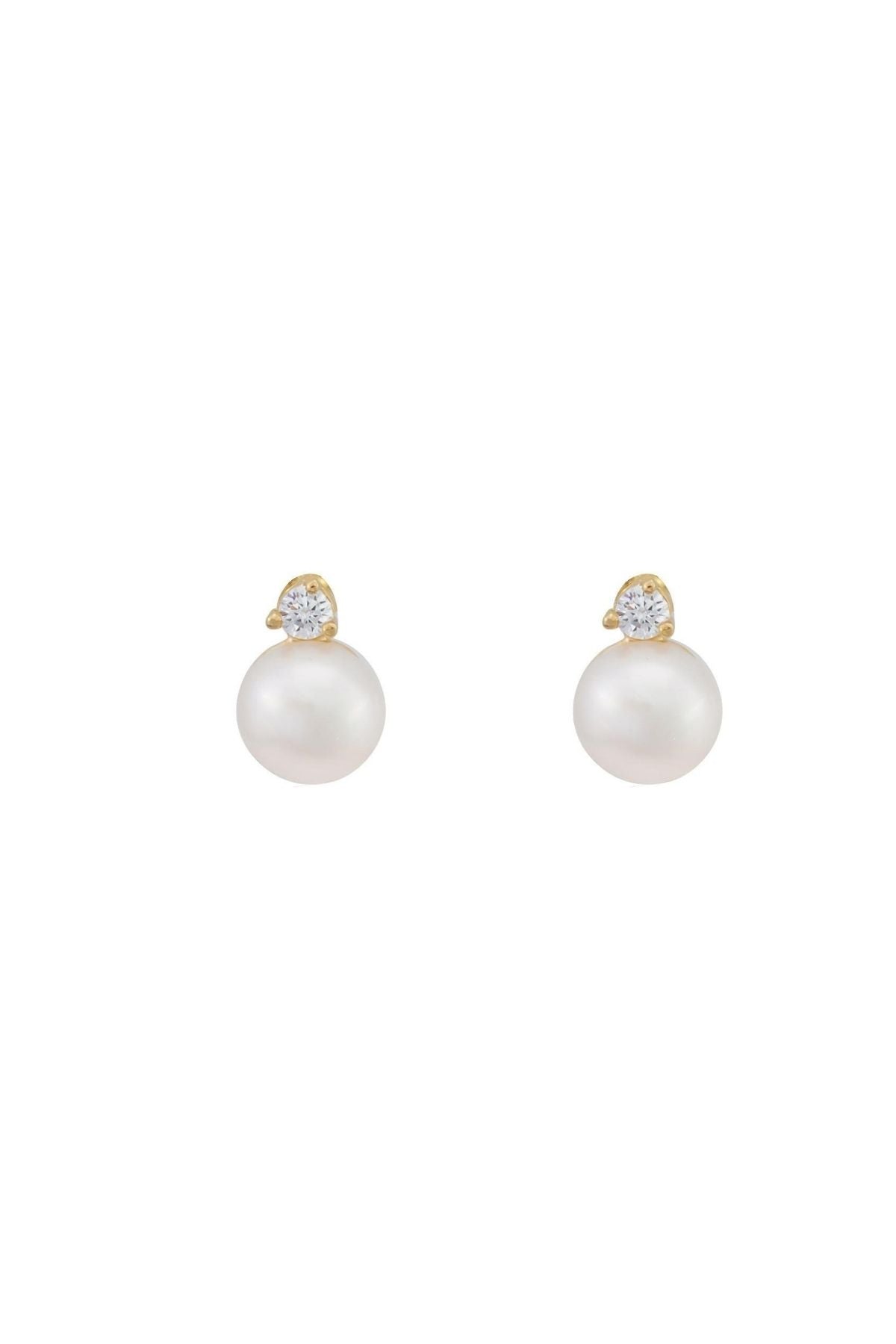 Three-Pronged Diamond Pearl Earrings