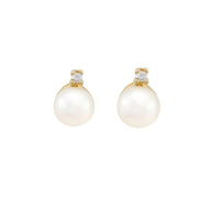 Four-Pronged Diamond Pearl Earrings