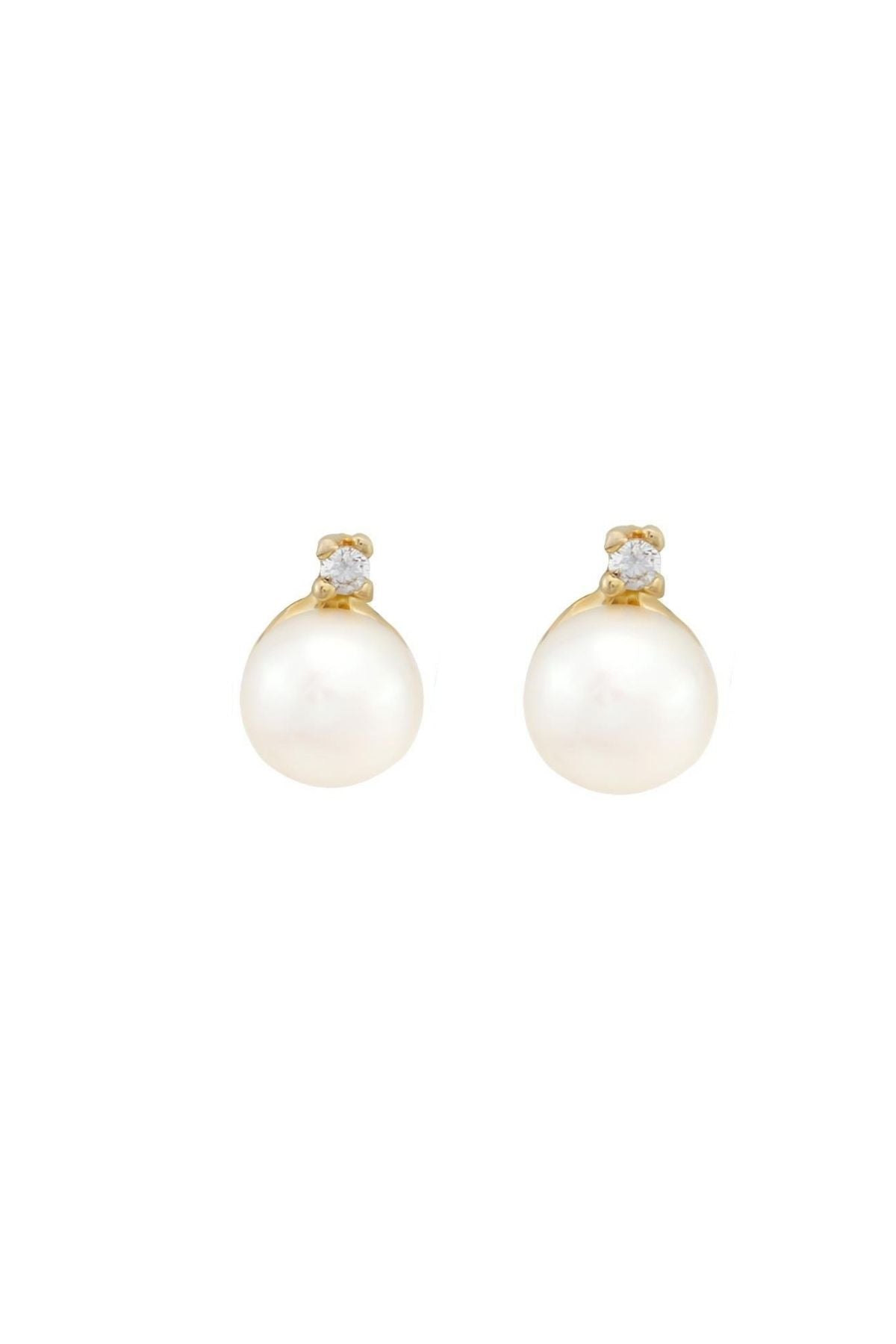 Four-Pronged Diamond Pearl Earrings
