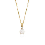 Three Pronged Diamond Natural Pearl Necklace