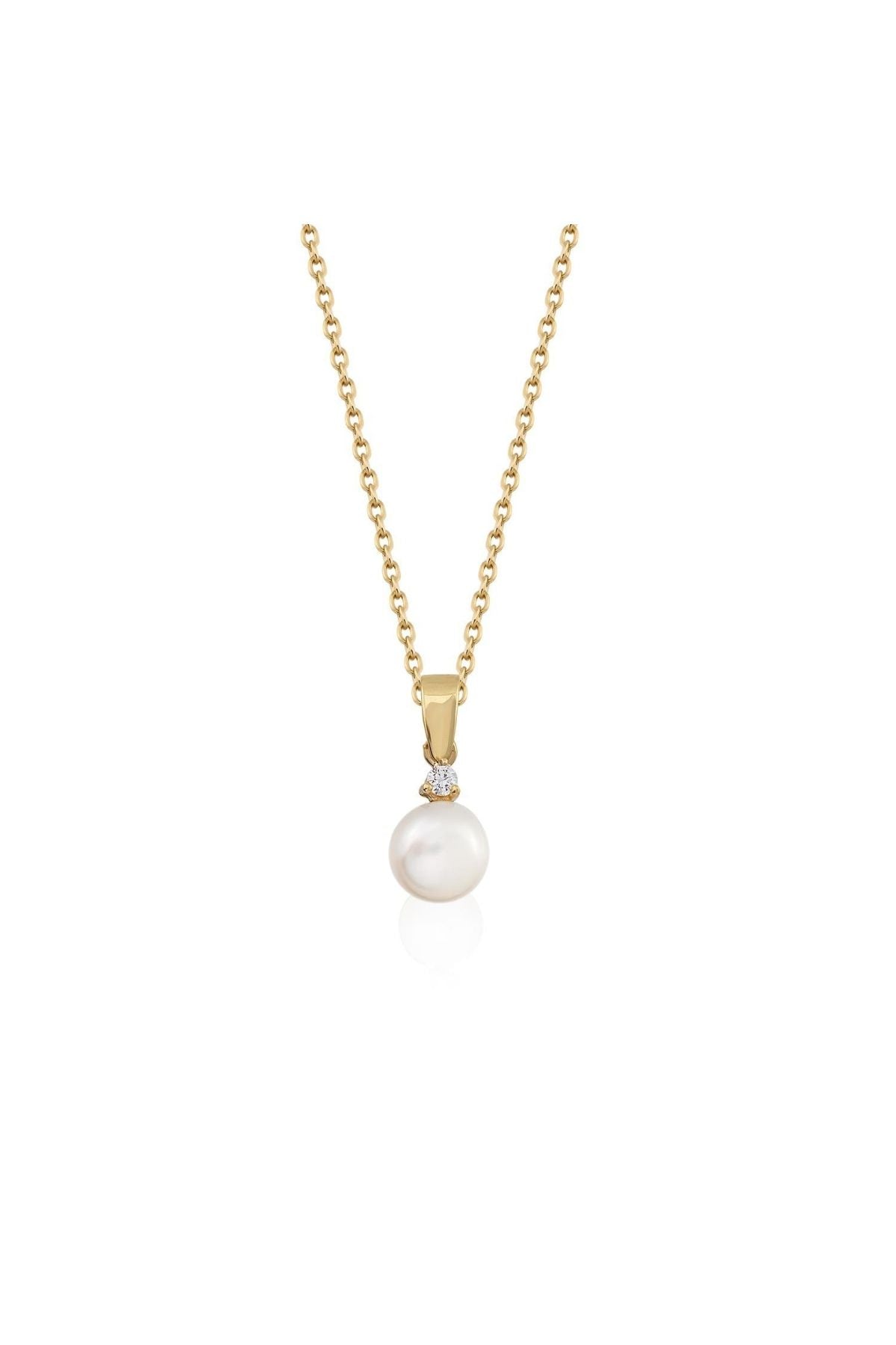 Three Pronged Diamond Natural Pearl Necklace