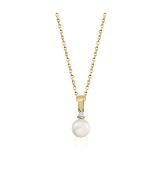 Three Pronged Diamond Natural Pearl Necklace