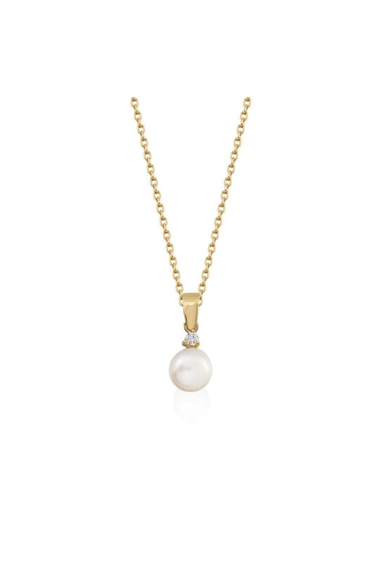 Three Pronged Diamond Natural Pearl Necklace