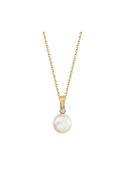 White Natural Pearl Necklace with Diamond