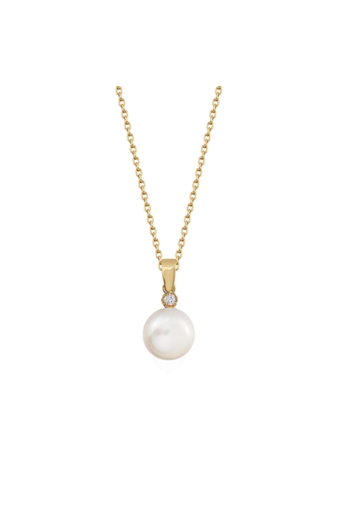 White Natural Pearl Necklace with Diamond