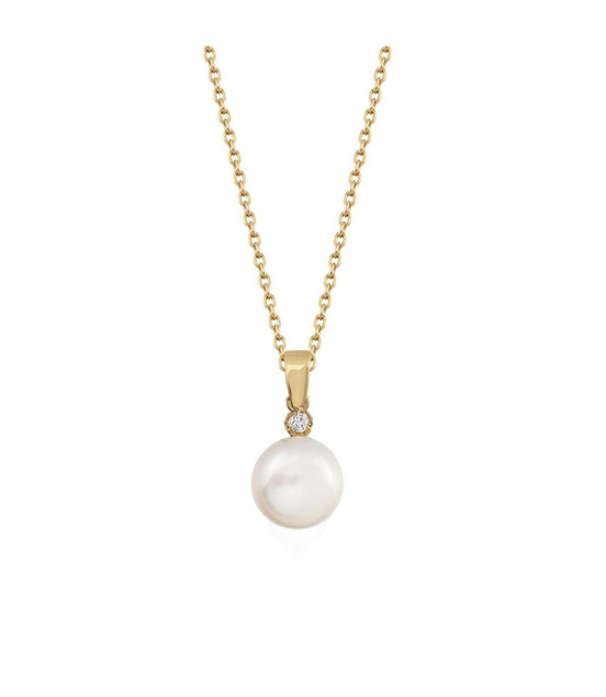 White Natural Pearl Necklace with Diamond