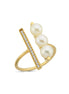 Natural Three Pearl Ring With Zircon