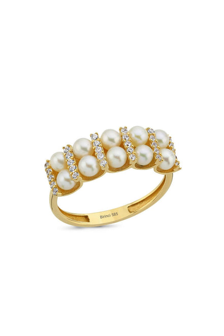 Double Row Natural Pearl Ring