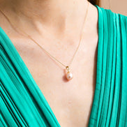 Pink Drop Natural Pearl Necklace Earring Double Set