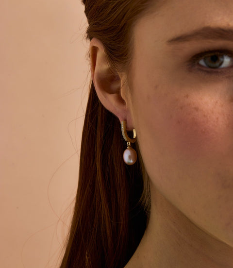 Pembe Damla Doğal İnci Kolye Küpe İkili Set | | Birinci1926