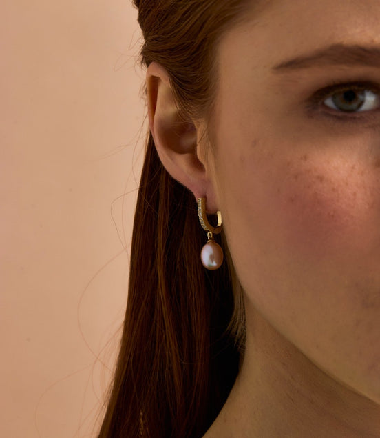 Pembe Damla Doğal İnci Kolye Küpe İkili Set | | Birinci1926