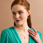 Pink Drop Natural Pearl Necklace Earring Double Set