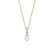 Three Pronged Diamond Natural Pearl Necklace
