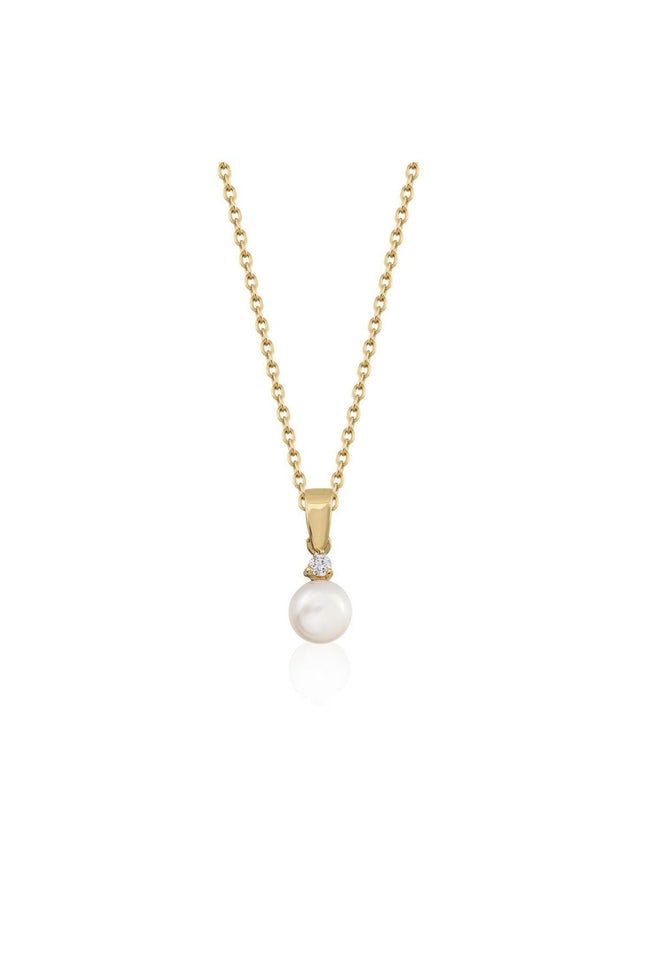 Three Pronged Diamond Natural Pearl Necklace