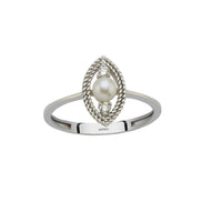 0,15 Karat Eye Design Natural Pearl Diamond Ring