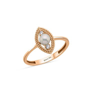 0,15 Karat Eye Design Natural Pearl Diamond Ring