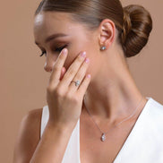 0,15 Karat Eye Design Natural Pearl Diamond Ring