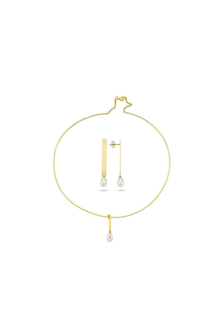 Doğal İnci Choker Küpe Kolye İkili Set | | Birinci1926