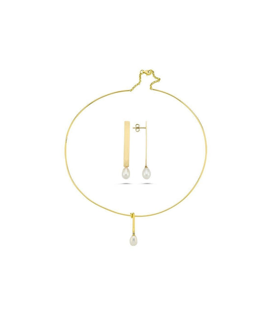 Doğal İnci Choker Küpe Kolye İkili Set | | Birinci1926