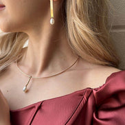 Natural Pearl Choker Earring Necklace Double Set