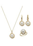 Natural Pearl Earring Necklace Ring Triple Set