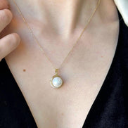 Natural Pearl Earring Necklace Ring Triple Set