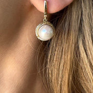 Natural Pearl Earring Necklace Ring Triple Set