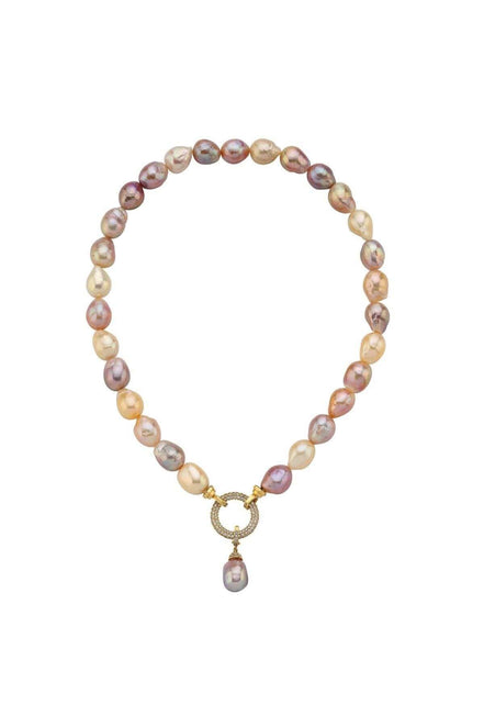 Halka Kilitli Multicolor Barok Doğal İnci Kolye | İnci Kolye | Birinci1926