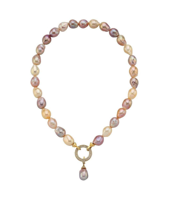 Halka Kilitli Multicolor Barok Doğal İnci Kolye | İnci Kolye | Birinci1926