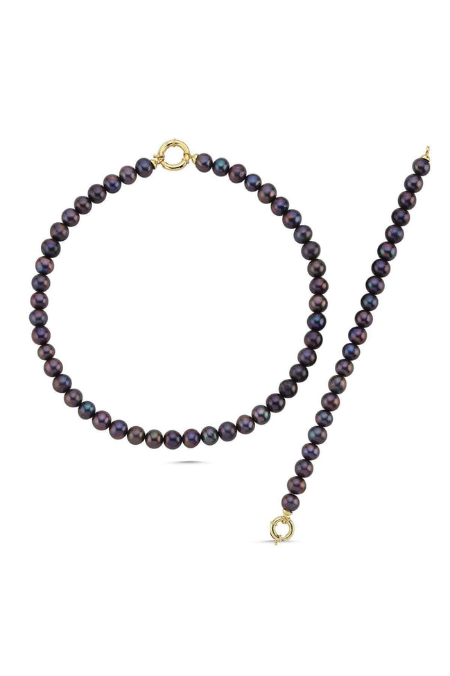 Siyah İnci Kolye Bileklik İkili Set | | Birinci1926