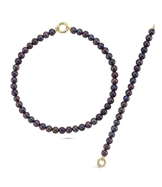 Siyah İnci Kolye Bileklik İkili Set | | Birinci1926