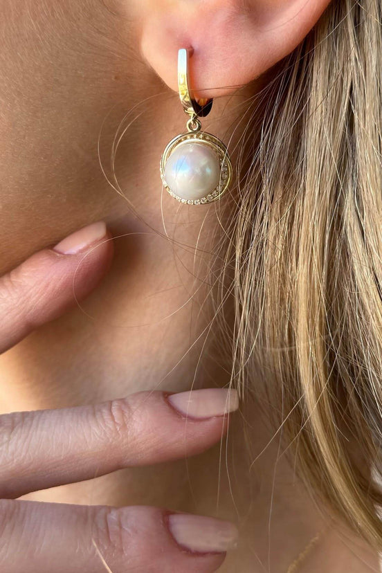 Zircon Stone Natural Pearl Earring