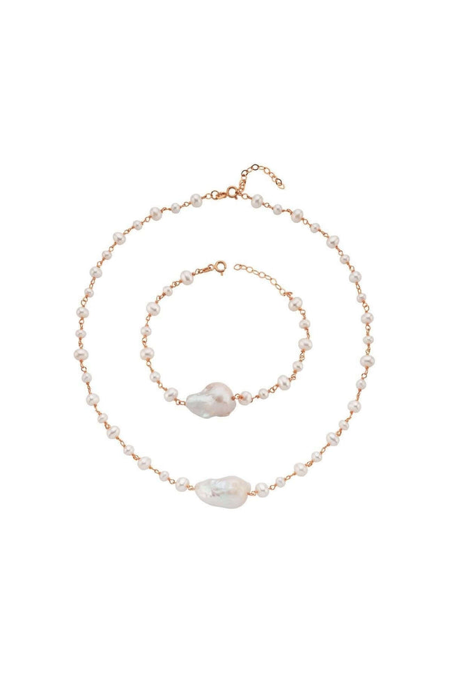 Barok Doğal İnci Kolye Bileklik İkili Set | | Birinci1926