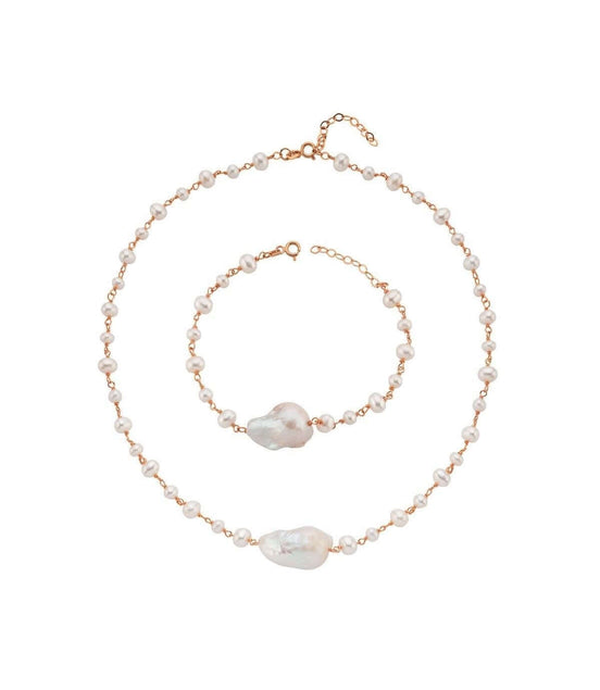 Barok Doğal İnci Kolye Bileklik İkili Set | | Birinci1926