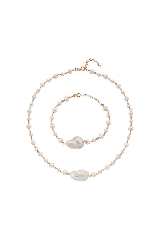 Barok Doğal İnci Kolye Bileklik İkili Set | | Birinci1926