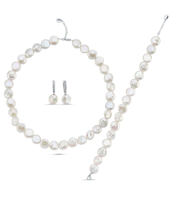 Para İnci Kolye Bileklik Küpe Üçlü Set | | Birinci1926