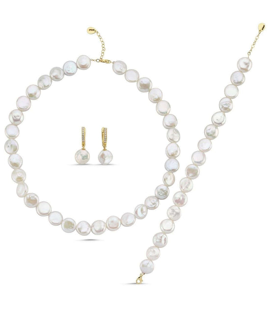 Para İnci Kolye Bileklik Küpe Üçlü Set | | Birinci1926