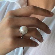 Zircon Stone Natural Pearl Ring