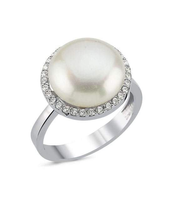 Zircon Stone Natural Pearl Ring