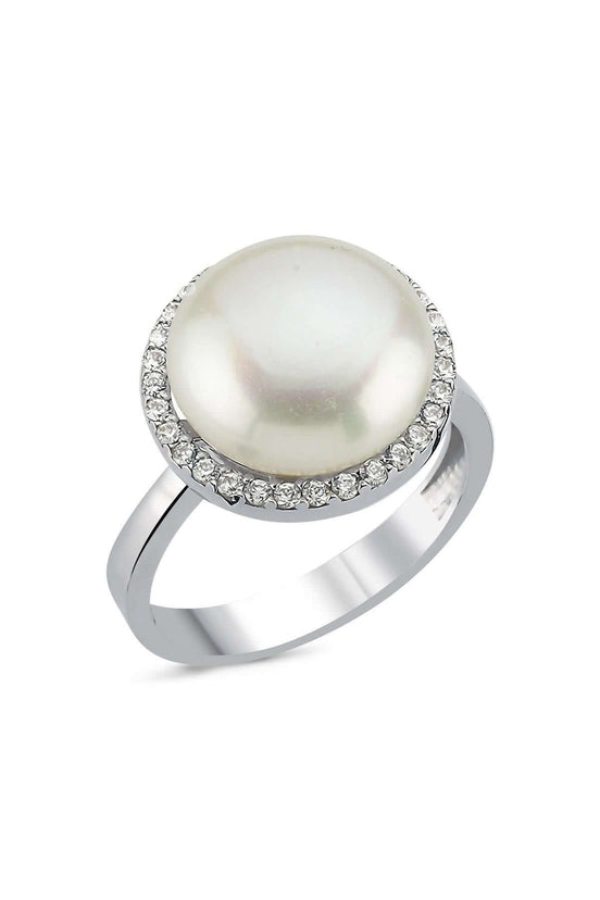 Zircon Stone Natural Pearl Ring